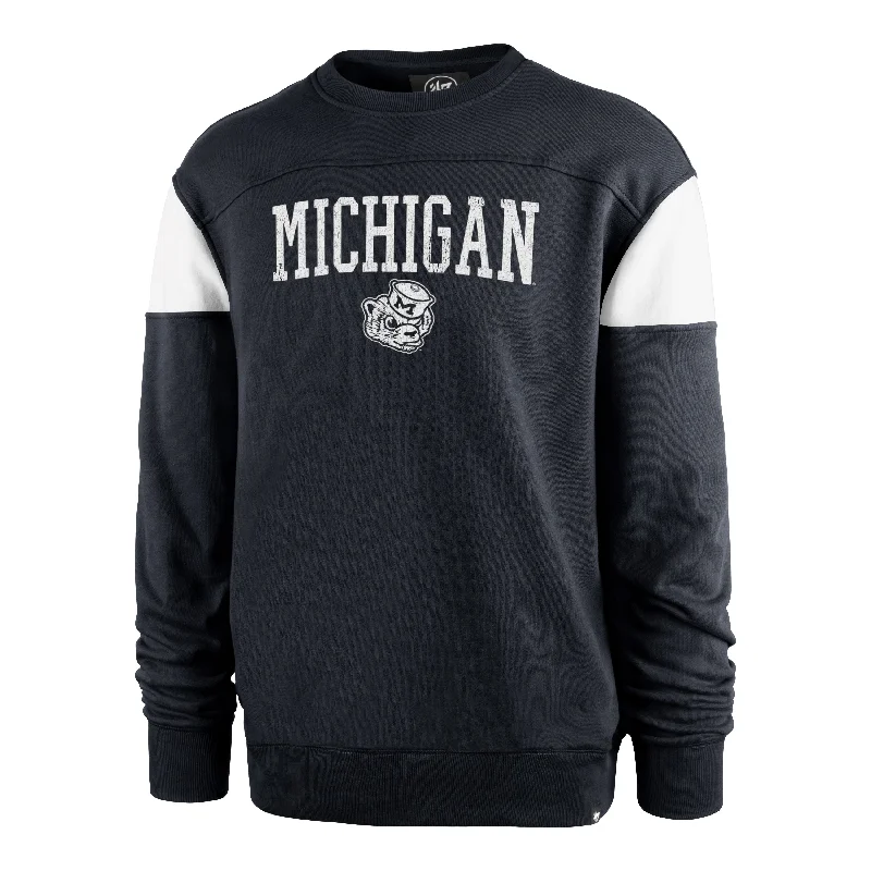 mens hoodie for sporty day-to-day outfits-MICHIGAN WOLVERINES VINTAGE GROUNDBREAK '47 ONSET CREW