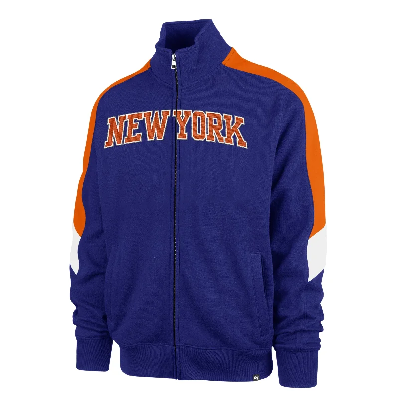 mens hoodie for casual weekend looks-NEW YORK KNICKS WORDMARK '47 SHOOT OUT TRACK JACKET