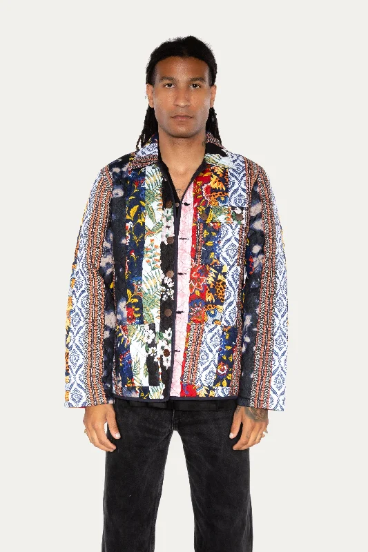 men's jackets with smooth fleece exterior-Orissa Upcycled Patchwork Trucker Jacket