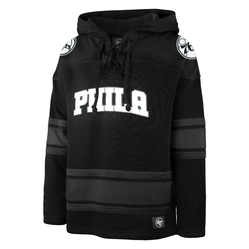 mens hoodie for relaxed style lovers-PHILADELPHIA 76ERS ANTHRACITE SUPERIOR '47 LACER HOOD