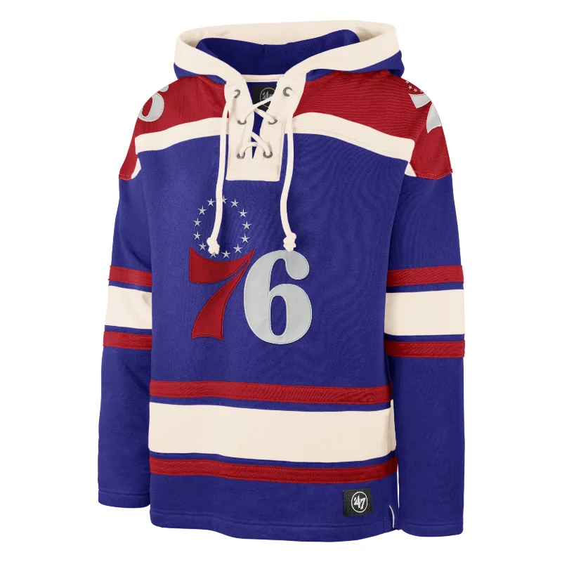 mens hoodie with urban street aesthetics-PHILADELPHIA 76ERS SUPERIOR '47 LACER HOOD