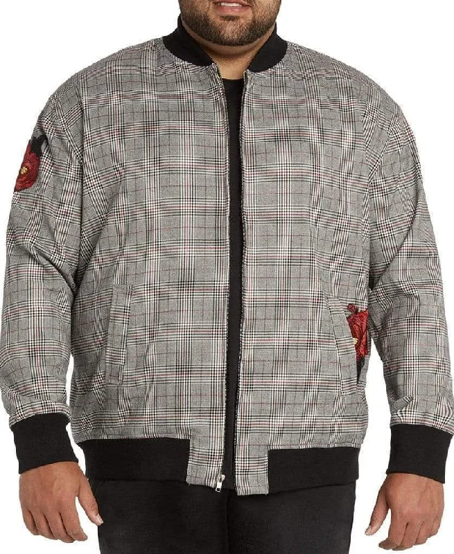 men's jackets for multi-season wear-Plaid Bomber Jacket