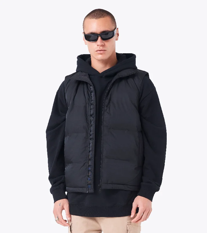 men's jackets for wet weather protection-Powells Puffer Vest Black