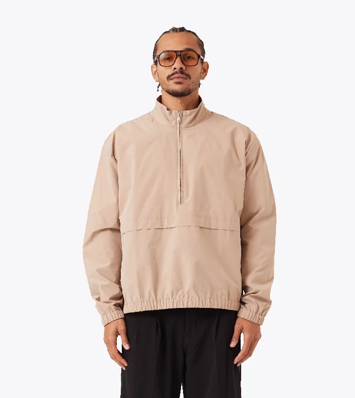 men's jackets with custom zipper details-Ripstop Pullover Taupe