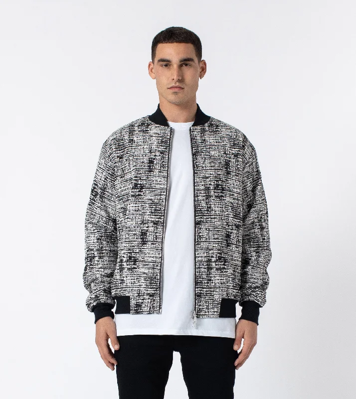 men's jackets with oversized fit for maximum warmth-Static Zane Bomber Jacket Black/White