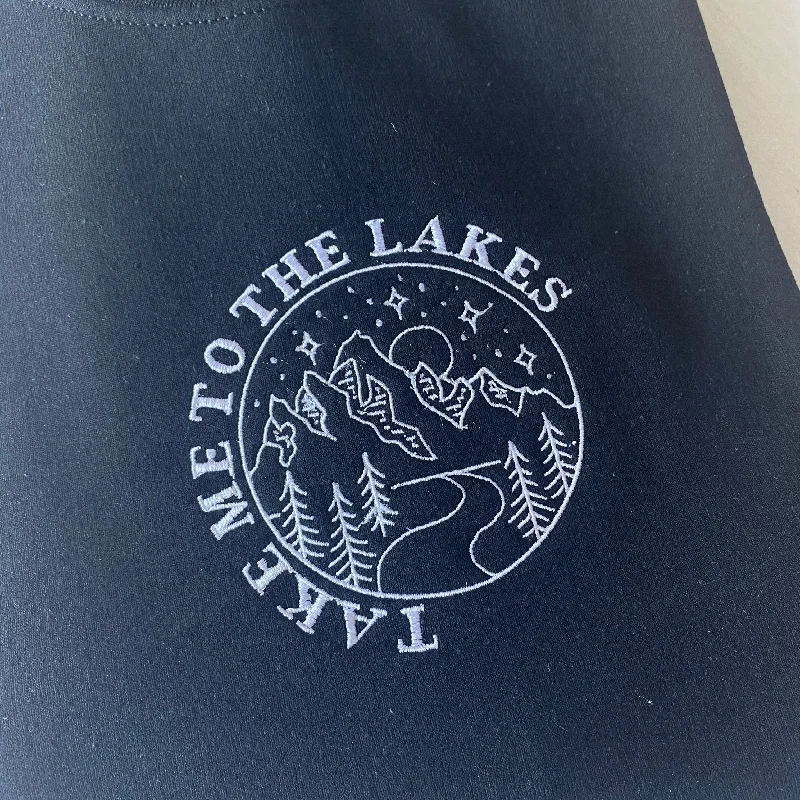 mens hoodie for relaxed sporty style-Take me to the lakes Embroidered Sweatshirt