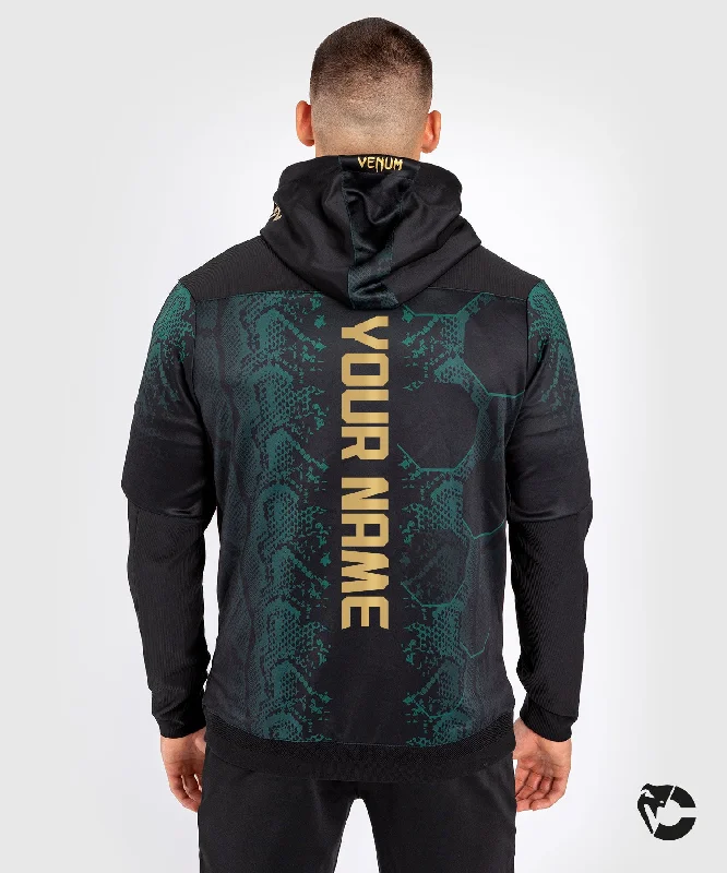 men's jackets with thermal inner fabric-UFC Adrenaline by Venum Personalized Authentic Fight Night Men’s Walkout Hoodie - Emerald Edition - Green/Black/Gold