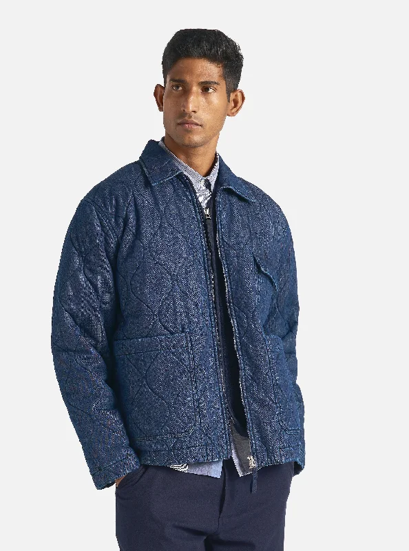 men's jackets with multi-pocket design for storage-Universal Works Gower Jacket in Indigo Quilt Denim