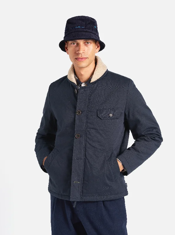 men's jackets with weatherproof coating-Universal Works N1 Jacket in Navy Twill