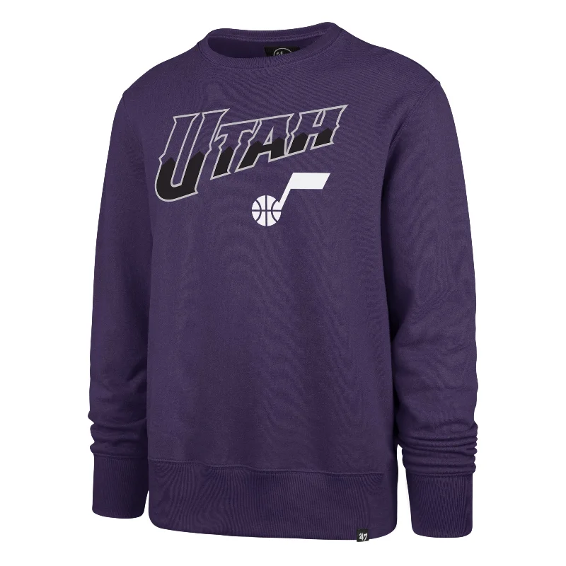 mens hoodie for everyday street looks-UTAH JAZZ CITY EDITION POSTGAME '47 HEADLINE CREW