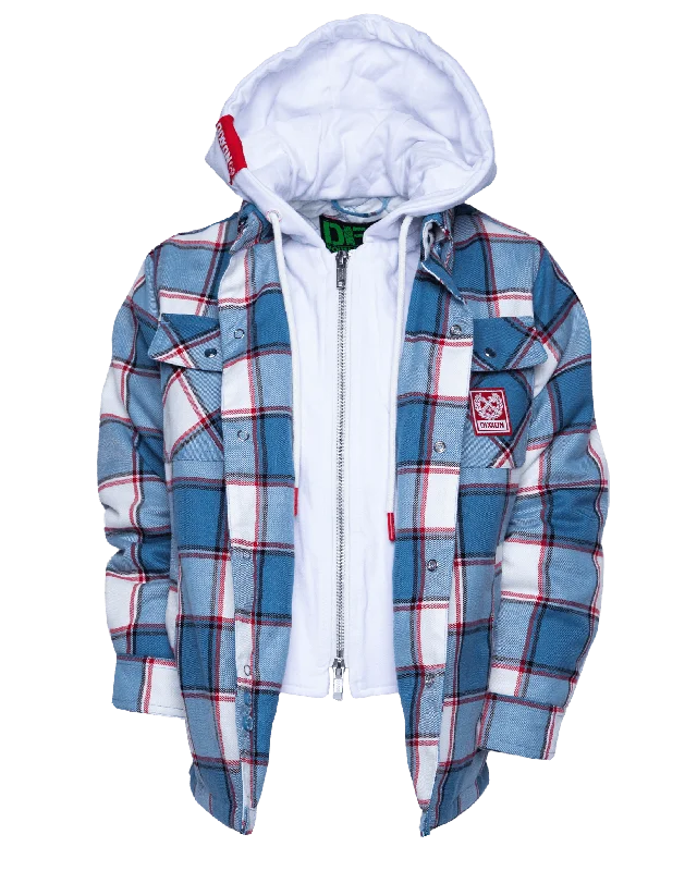 men's jackets with cozy faux fur trim-Youth Neighborhood Hooded Flannel Jacket