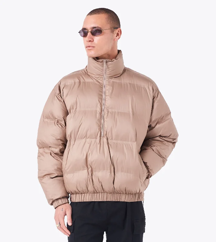 men's jackets with ergonomic fit for active use-3/4 Puffer Jacket Dk Tan