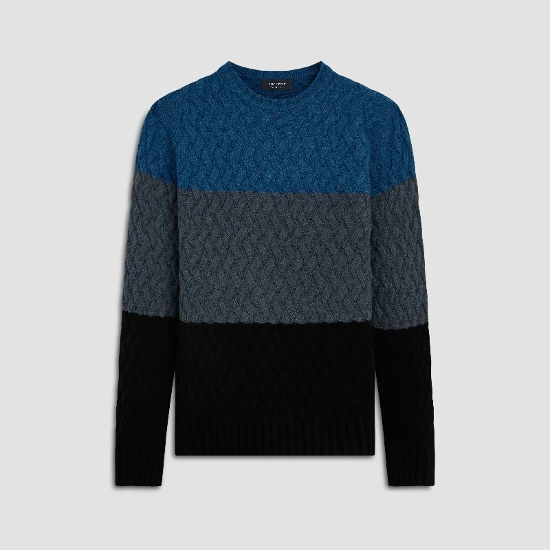 Men's spelt sweater-Basketweave Stitch Crew Neck Sweater