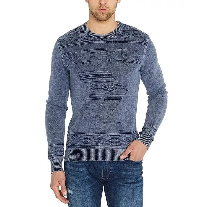 Men's paddock sweater-Buffalo David Bitton Men's Wilso Jacquard Knit Sweater Blue Size Medium