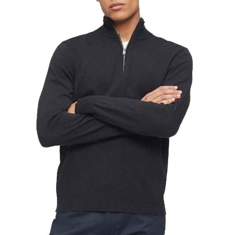 Men's amaranth sweater-Calvin Klein Men's 1/4-Zip Sweater Charcoal Size Small