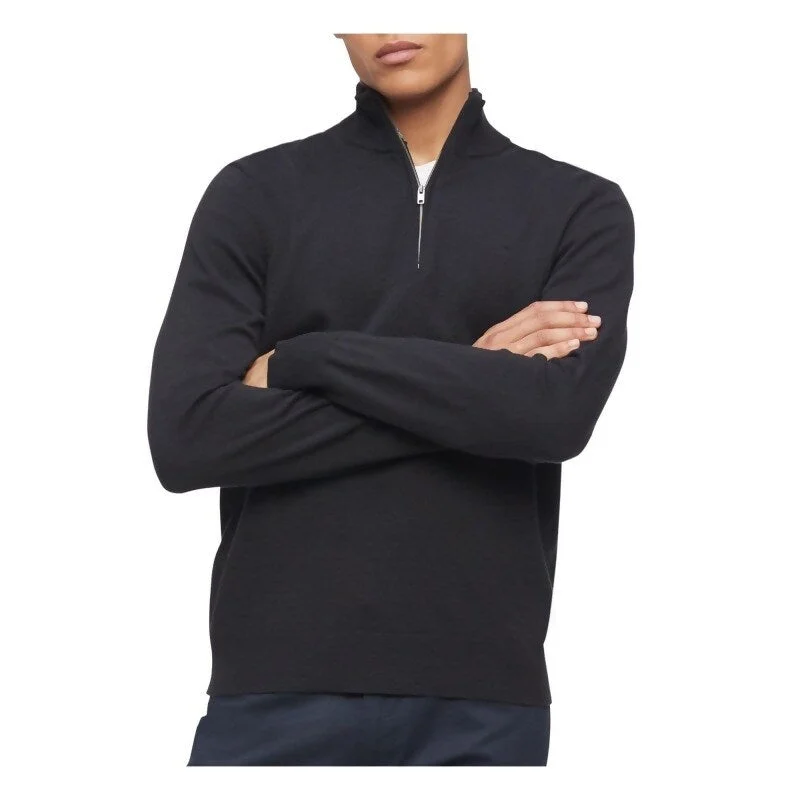 Men's sorghum sweater-Calvin Klein Men's Space Dyed Quarter-Zip Sweater Black Size Small