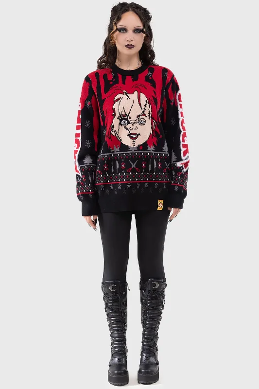 Men's samoon sweater-Chucky Wanna Play Sweater