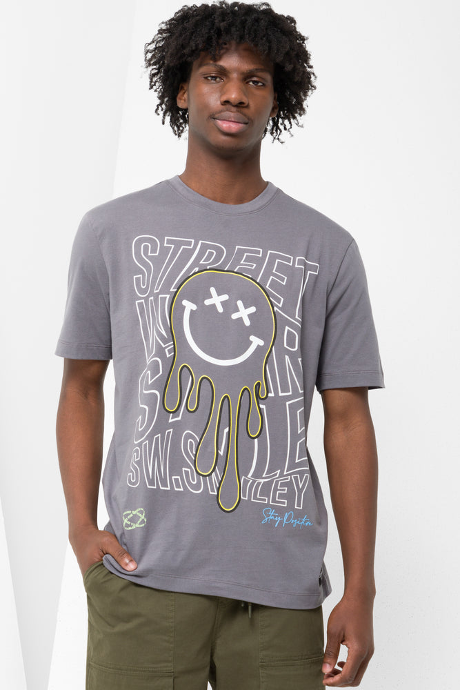 Men’s short-sleeve nix tops-Cube X S.W. Smiley Short Sleeve T-Shirt Grey