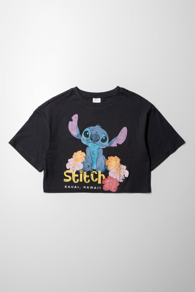 Men’s short-sleeve riven tees-Lilo & Stitch Cropped Boxy Short Sleeve T-Shirt Dark Grey