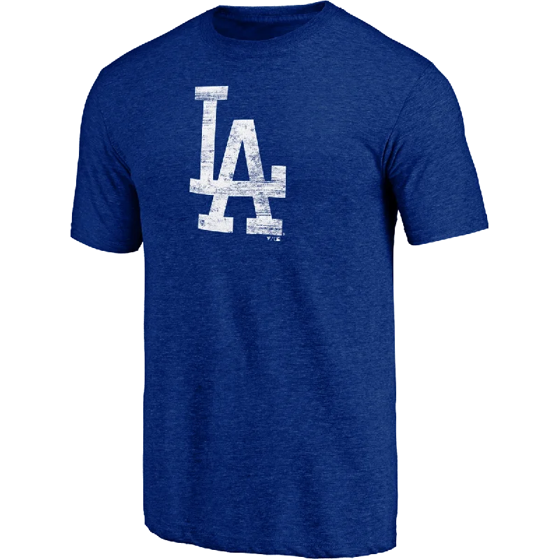 Men’s short-sleeve pelt tops-Men's Dodgers Triblend Logo Short Sleeve