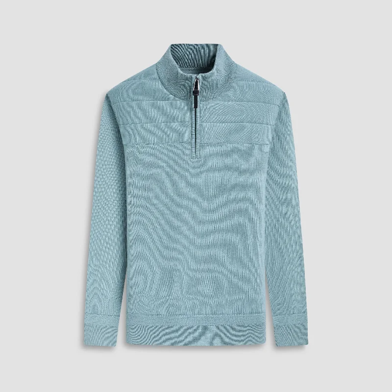 Men's thistle sweater-Quilted Yoke Quarter-Zip Sweater