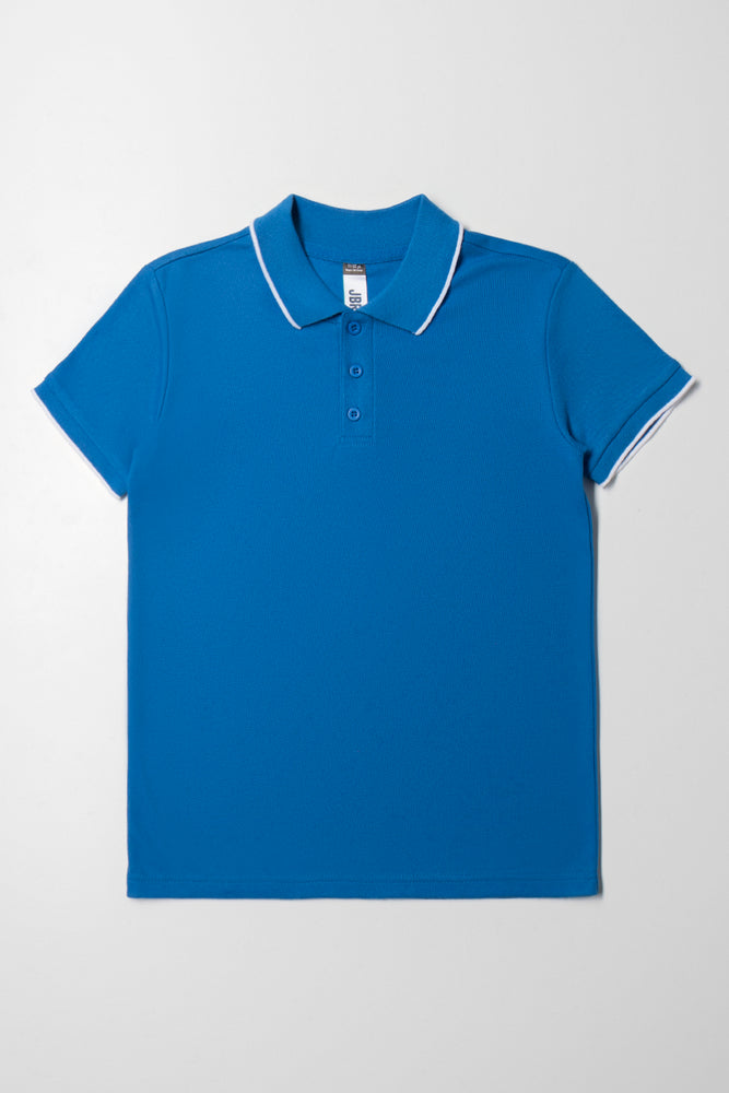 Men’s short-sleeve purl polos-Short Sleeve Golfer Blue