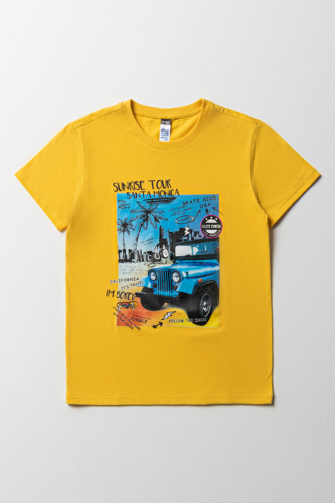 Men’s short-sleeve jasper tees-Short Sleeve T-Shirt Yellow