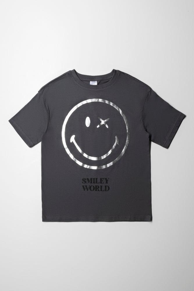 Men’s short-sleeve vent tops-Smileyworld Oversized Short Sleeve T-Shirt Dark Grey