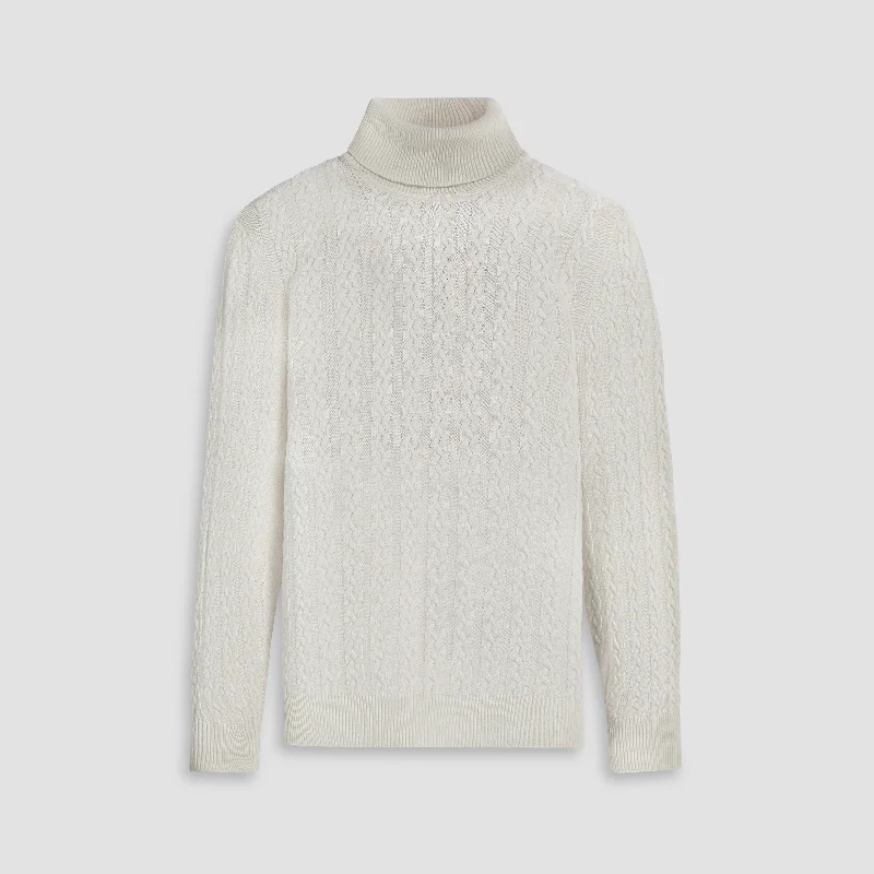 Men's vagabond sweater-Solid Cable Turtleneck Sweater