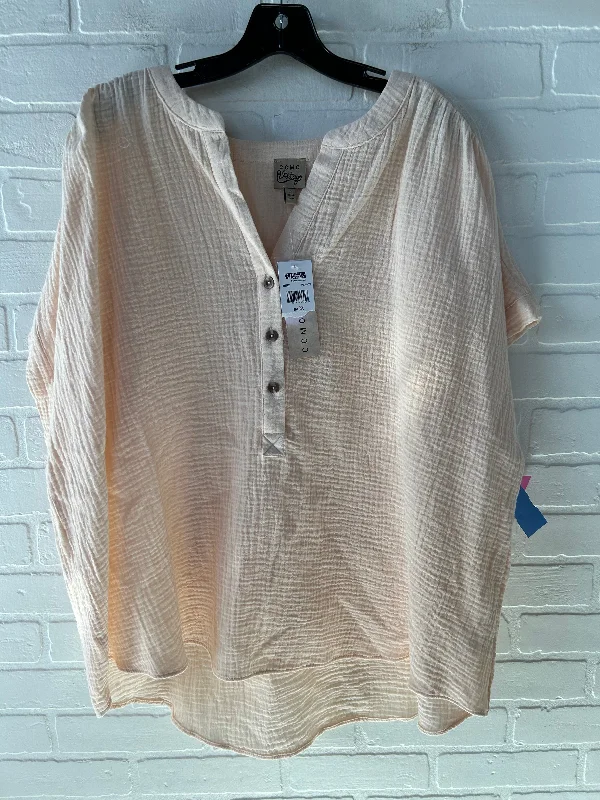 Men’s short-sleeve hazel tops-Top Short Sleeve By Como Vintage In Peach, Size: 3x