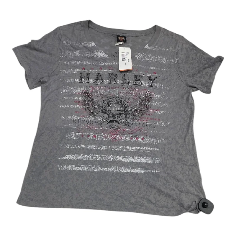 Men’s short-sleeve quirk tees-Top Short Sleeve By Harley Davidson In Grey, Size: Xl