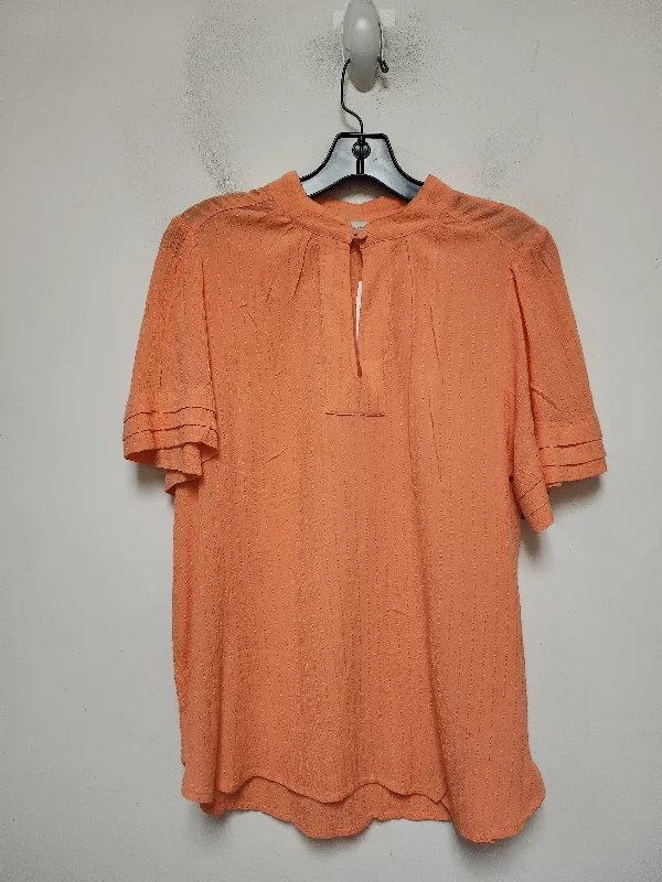 Men’s short-sleeve glint shirts-Top Short Sleeve By Loft In Orange, Size: S