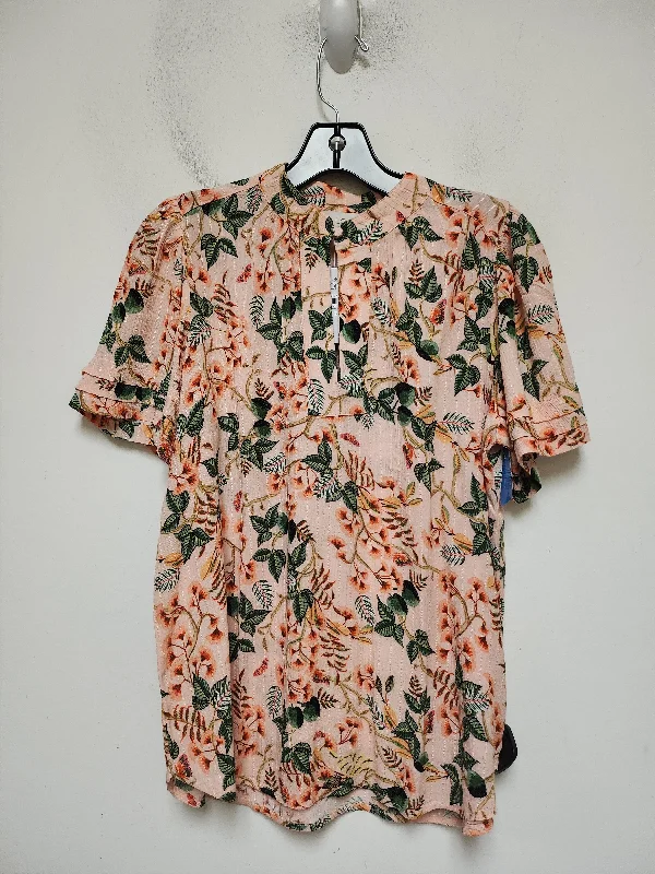 Men’s short-sleeve clad shirts-Top Short Sleeve By Loft In Tropical Print, Size: S