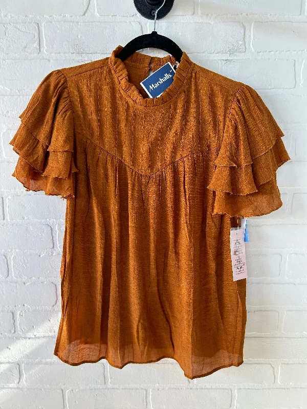 Men’s short-sleeve verge tees-Top Short Sleeve By Nanette By Nanette Lepore In Tan, Size: M