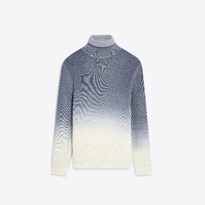 Men's thistle sweater-Turtle Neck Dip Dyed Ombre Sweater