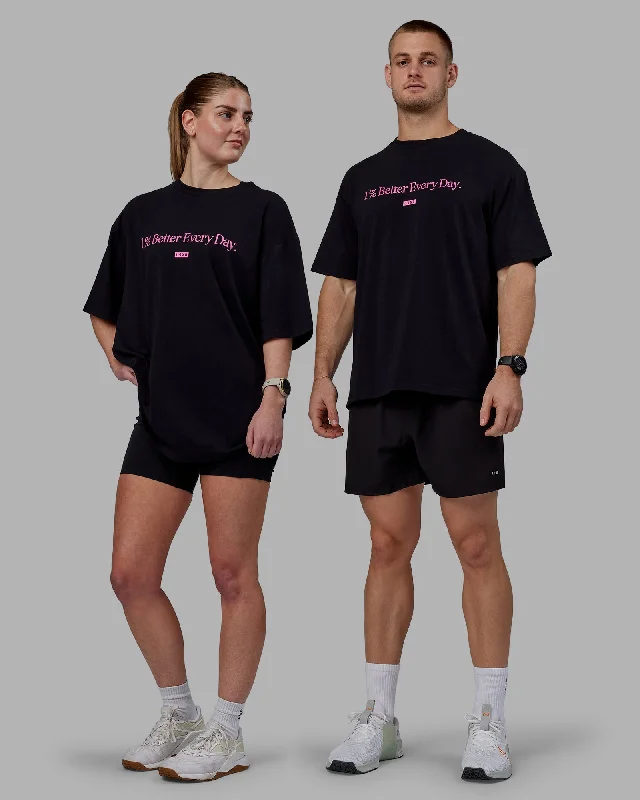 Men’s short-sleeve urn tees-Unisex 1% Better FLXCotton Tee Oversize - Black-Fuchsia Pink