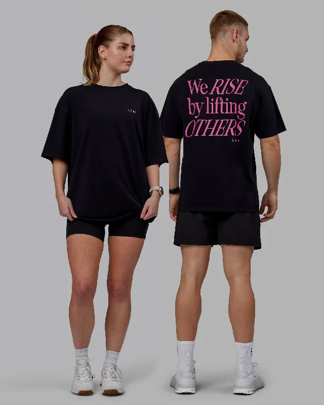 Men’s short-sleeve pelt tops-Unisex Lift-Up FLXCotton Tee Oversize - Black-Fuchsia Pink