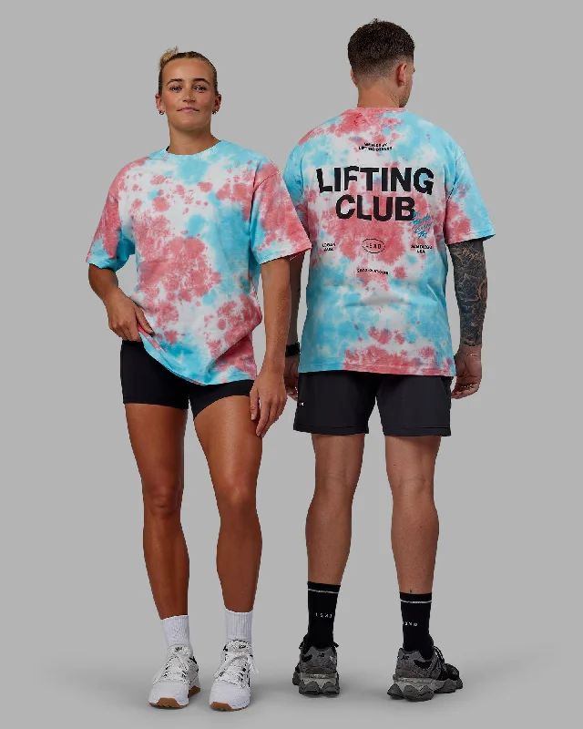 Men’s short-sleeve beryl polos-Unisex Lifting Club Heavyweight Tee Oversize - Scarlet-Tie Dye