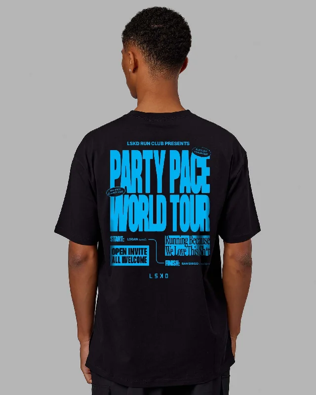 Men’s short-sleeve gable polos-Unisex Party Pace FLXCotton Oversize Tee - Black-Blue