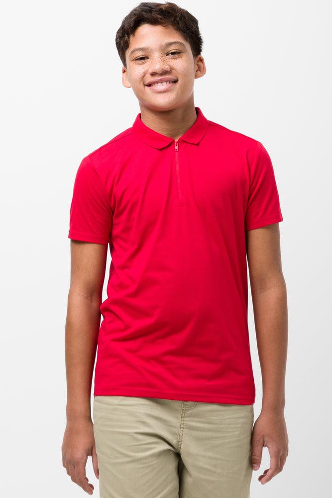 Men’s short-sleeve xeno polos-Zip Up Short Sleeve Golfer Red