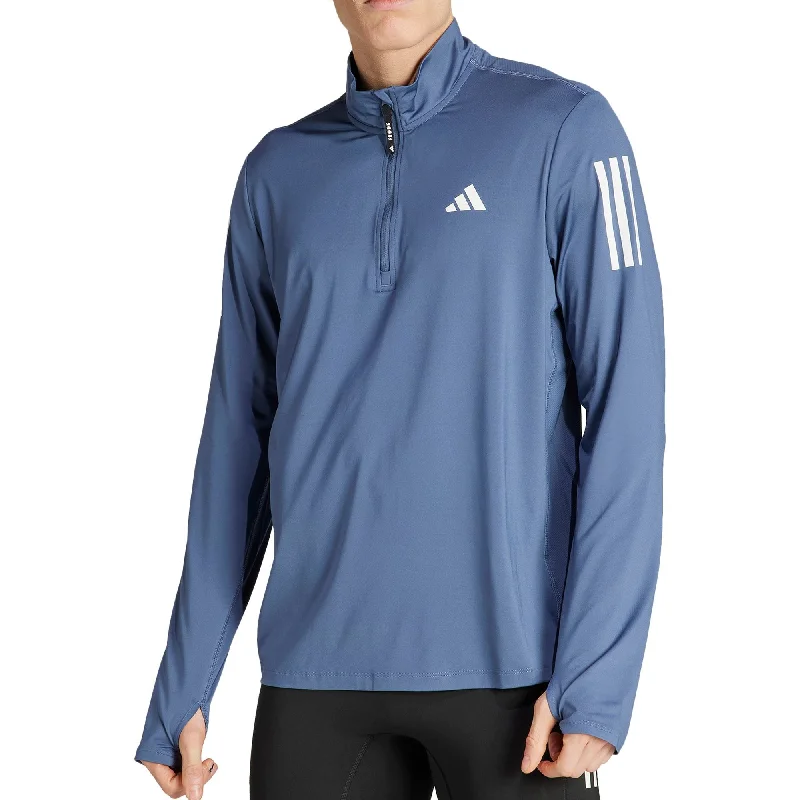 Men’s short-sleeve zephyr tees-adidas Own The Run Half Zip Long Sleeve Mens Running Top - Blue