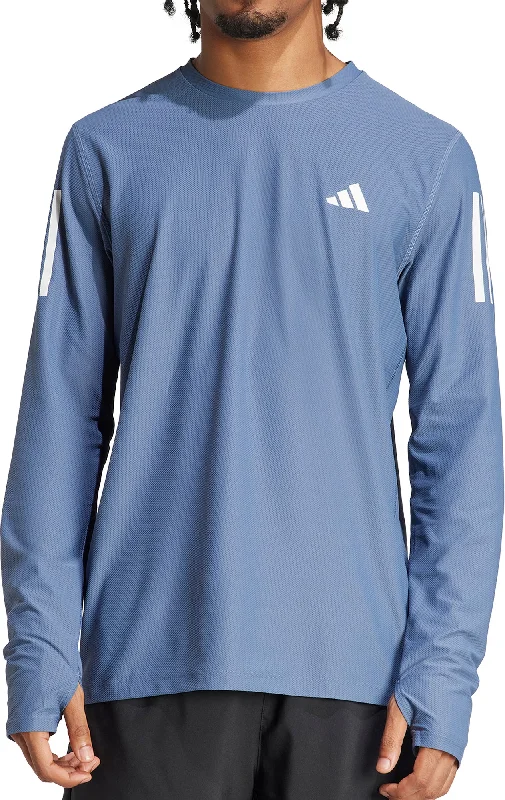 Men’s short-sleeve nook polos-adidas Own The Run Long Sleeve Mens Running Top - Blue