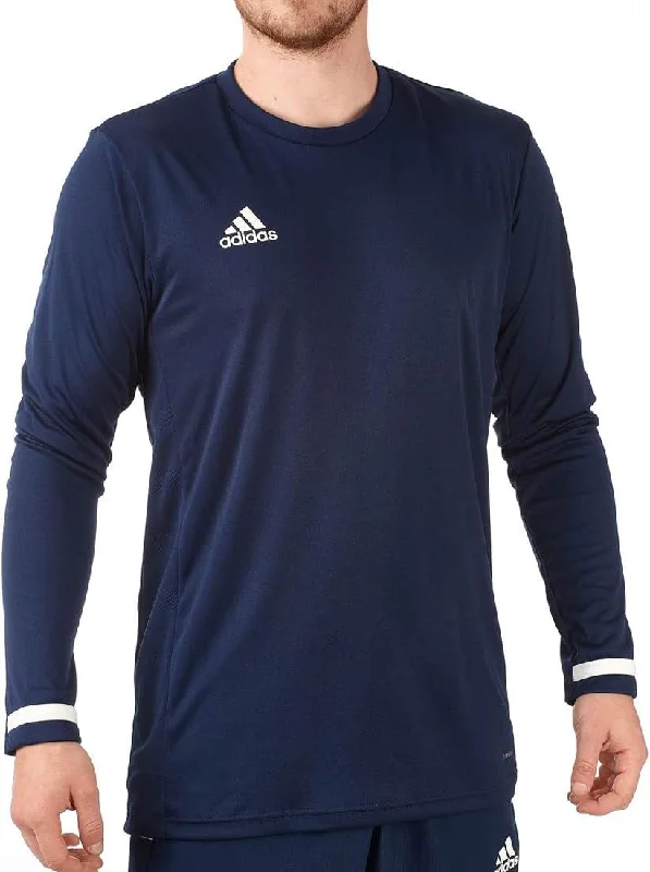 Men’s short-sleeve holt polos-adidas T19 Long Sleeve Mens Training Top - Blue