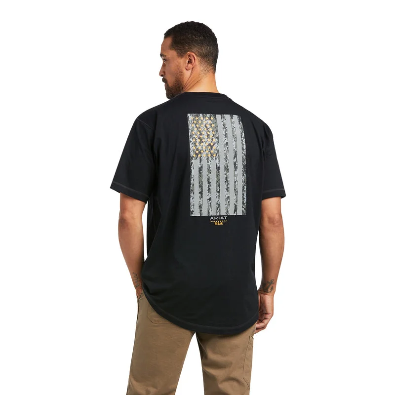 Men’s short-sleeve riven tees-'Ariat' Men's Rebar Workman Reflective Flag Short Sleeve Tee - Black