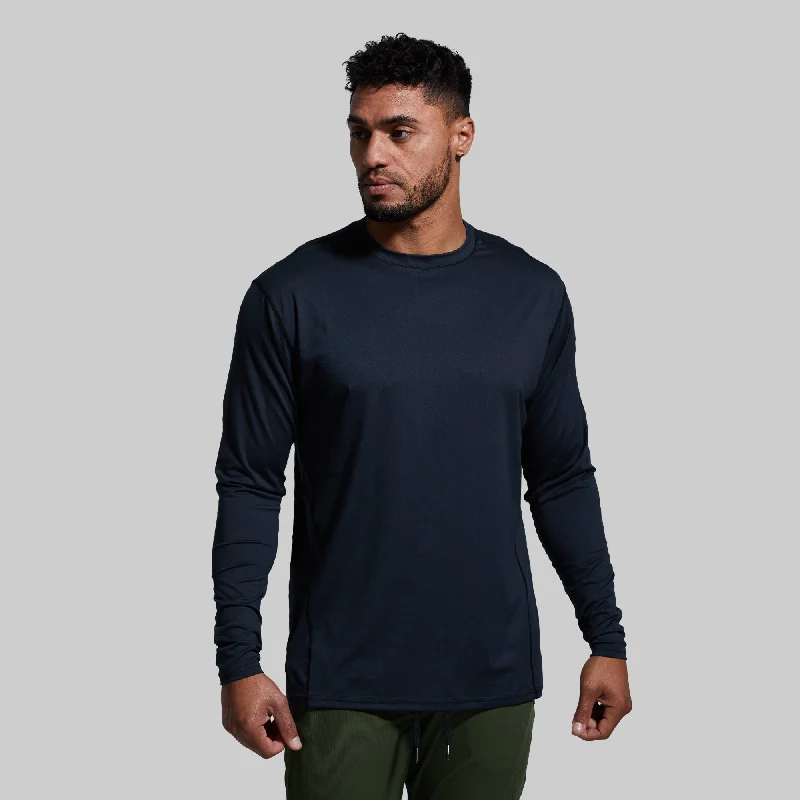 Men’s short-sleeve foal tees-Athleisure Long Sleeve Crew (Black)