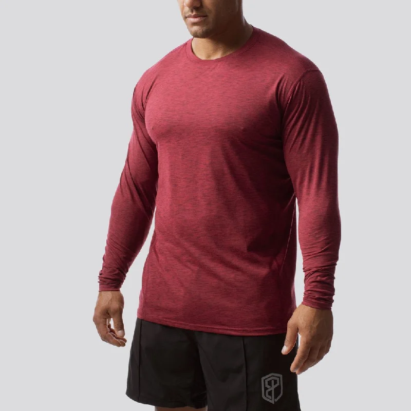 Men’s short-sleeve haven shirts-Athleisure Long Sleeve Crew (Maroon)