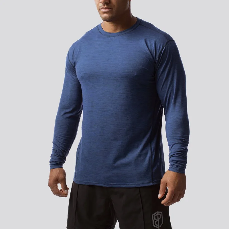 Men’s short-sleeve jasper tees-Athleisure Long Sleeve Crew (Navy)