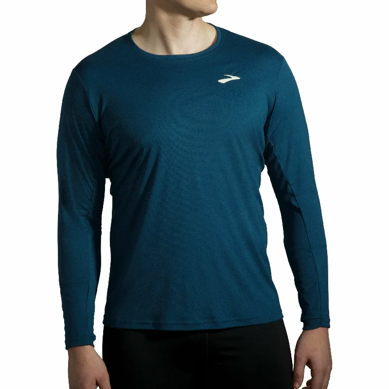 Men’s short-sleeve knoll shirts-Brooks Atmosphere Long Sleeve Mens Running Top - Blue