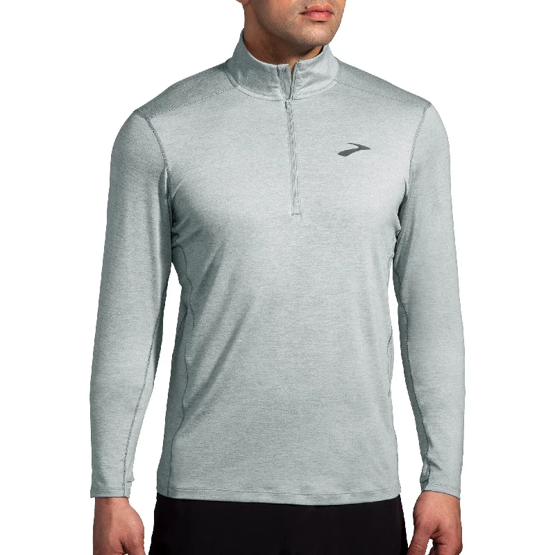 Men’s short-sleeve riven tees-Brooks Dash 2.0 Half Zip Long Sleeve Mens Running Top - Grey