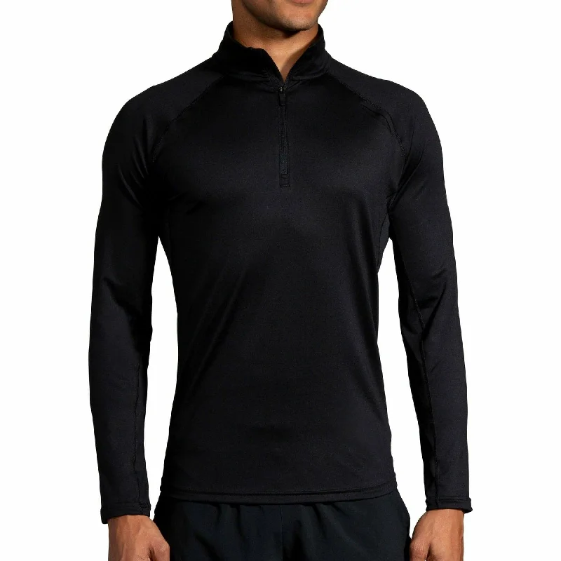 Men’s short-sleeve oriole polos-Brooks Dash Half Zip Long Sleeve Mens Running Top - Black